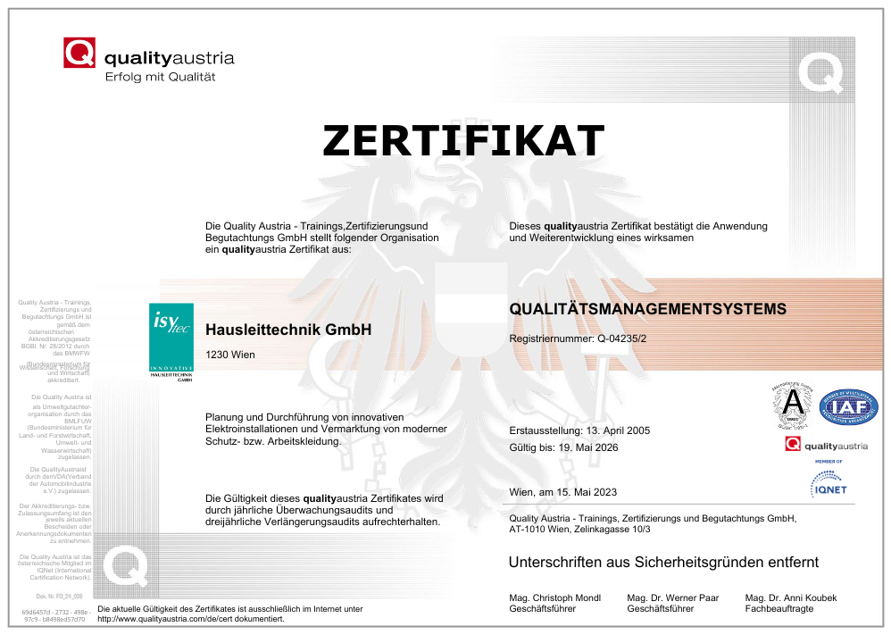 ISO 9001:2015 Zertifizierung